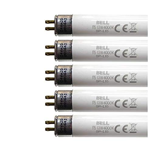 Pack of 5 T5 13w Mini Fluorescent Tubes 21 Inches / 530 mm 4000 K/Cool White for Schools/Offices/Shops