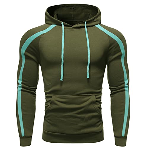 Generisch Sudadera deportiva de invierno para hombre, manga larga, informal, con calor suave para días fríos, verde, L
