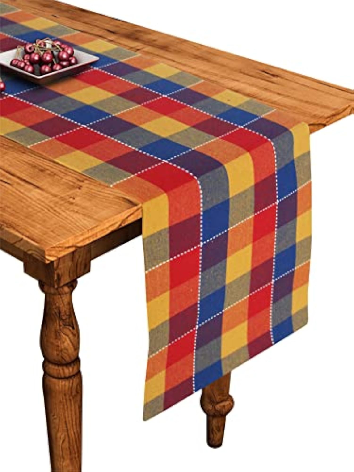 Cotton Addukkalm Designed Checked Pattern Table Runner