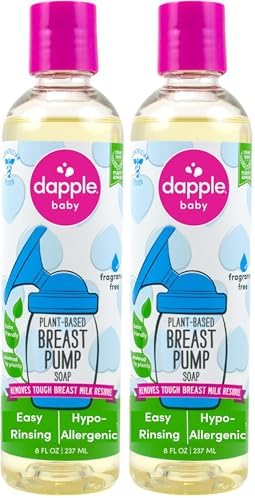 Dapple Breast Pump Soap Baby, 8 Fl Oz Bottle, Fragrance Free, Plant Based & Hypoallergenic Liquid Soap - Easy Rinse Formula Removes Milk Residue & Leaves No Taste (Pack of 2)