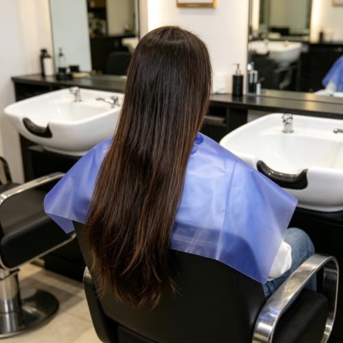 3 capas impermeables para corte de cabello moradas reutilizables miniatura 6