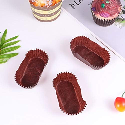 DOITOOL Loaf Tin Liners Straight Baking Paper, Mini Loaf Tin Cake Liners, Mini Loaf Cake Cases Disposable for Cupcakes Breads Muffins and Candies (7.3 x 3.5 x 2.5 cm/Chocolate)