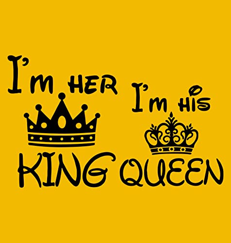Image of Hangout Hub Hangout-Hub850$P Couple T Shirts for Couples | Printed I Am Her King His Queen T-Shirt for Men Women Couples (Set of 2 | Regulat Fit | Cotton)