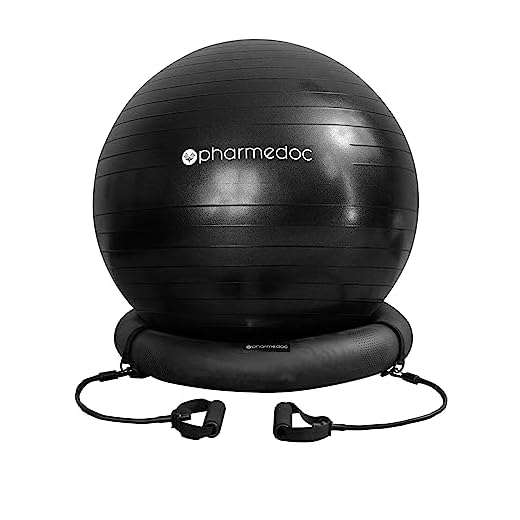 Exercise Ball Chair with Back Support for Home and Office w/Exercise Yoga Balance Ball, Pump, Removable Back & Lockable Wheels - by PharMeDoc