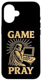 Divertente PC Gamer Gesù Preghiera Meme Retro Videogioco Giochi di parole RPG Custodia per iPhone 16
