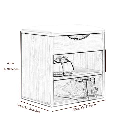Banc à chaussures d'entrée avec étagère de rangement pratique en bois - 7