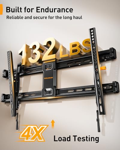 Image of Perlegear Tilting TV Wall Mount for 42-90 Inch TVs with Leveling Adjustment, Low Profile TV Mount up to 132 lbs, Wall Mount Bracket Fits 12 inch /16 inch /18 inch /24 inch Wood Studs, Max VESA 600x400mm, PGLT9
