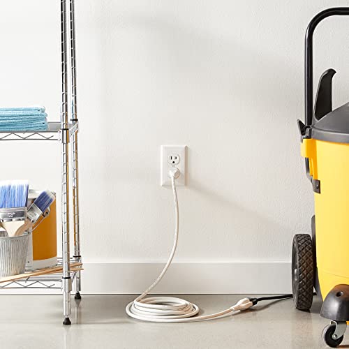 Image of Amazon Basics Indoor Extension Cord, 3 Prong Outlet Extender Power Cord, 13 Amps, 125V, 15 Foot, White, 2-Pack