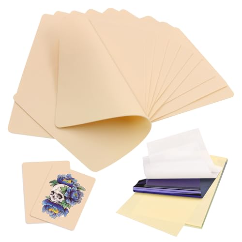 Rayyl 23pcs Tattoo Practice Skin Kit includ 8pcs Fake Skin and 15 Sheets Tattoo Transfer Papers A4 Size for Realistic Training