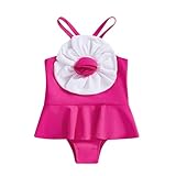 Ledy Champswiin Toddler Baby Girl Swimwear Big Flower Suspender One Piece Bikini Swimsuit Summer Beachwear Bathing Suit (Rose Red, 2-3T)
