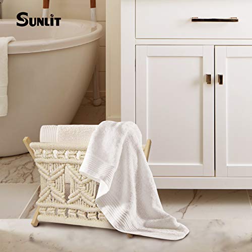Sunlit Boho Macrame Magazine Rack, Decorative Books Magazines Newspaper Holder, Towel Storage Basket, Bohemian Rustic Home Decor, for Bedroom Living Room Nursery Office, Handmade Boho Woven Room Decor - Thumbnail 3