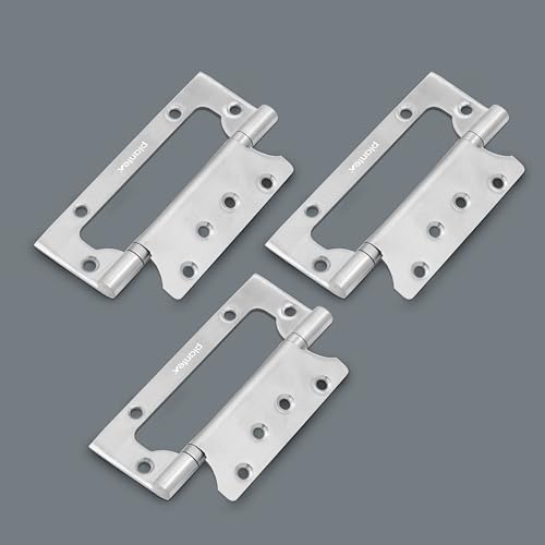 Image of Plantex Butterfly Hinges for Door /Stainless Steel Door Hinges /5 Inch x 14 Gauge Hinge /2.5 mm Hinges for Home /Office /Hotel /Non-Mortise Hinge - Pack of 3 (Chrome)