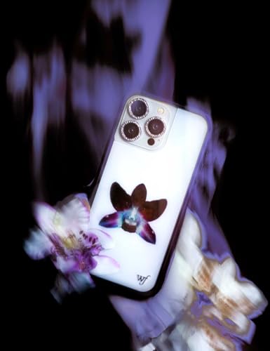 Image of Wildflower Cases - Compatible with iPhone 16 | Protective Black Bumper, 6.5ft Drop Test Certified, Women Owned Small Business | Purple Flower Aesthetic Trendy | White Orchid
