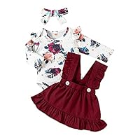 Borlai Neugeborene Baby Mädchen Blumen Hosenträger Rock Outfits Kurzarm Rüschen Strampler Kleid Kleidungsset