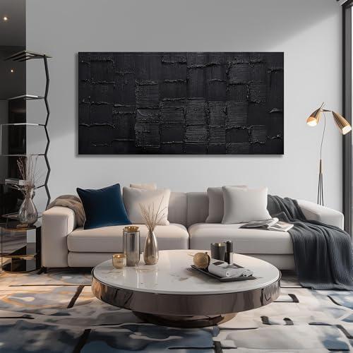 aburaeart Large Abstract Pictures Wall Decor for Living Room Blac...