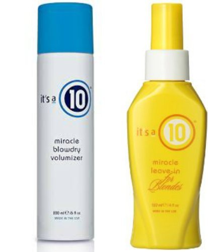 It's a 10 Miracle Blow Dry Volumizer, 6 Ounce + It's a 10 Blonde Miracle Leave in Treatment, 4 Ounce