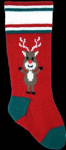 DooLallies Christmas Stockings Kits for Knitting Red Nose Reindeer (Red)