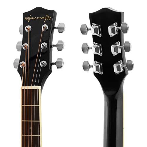 World Rhythm WR-204 Guitare acoustique taille 3/4 – Guitare pan coupé petit corps pour débutants – Noir - Les Beatles, Paul McCartney, John Lennon, RIngo Starr, George Harrison World Rhythm WR-204 Guitare acoustique taille 3/4 - Guitare pan coupé petit corps pour débutants - Noir – Image 4