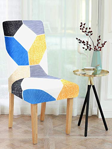 Image of Cortina Dining Chair Slipcovers | Protection Chair Covers | Geometric Print, Removable, Washable | Universal Fit Super Soft Stretchy Polyester Spandex | Hotel, Marriage, Wedding | Pack of 6, Multi 8