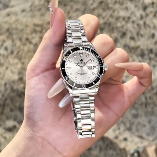Image of OLEVS Watch Women Silver Watches for Women Luxury for Small Wrists Dress Stainless Steel Women's Wrist Watches Easy to Read Reloj para Mujer Black /Blue /Gold /Green /Pink /Purple