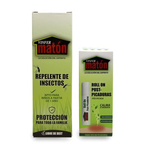 VINFERMATÓN Spray Antimosquitos + Post Picaduras | Eficaz contra mosquito tigre | +8 Horas de proteccion | Apto para niños | Facilidad de Uso | MADE IN SPAIN