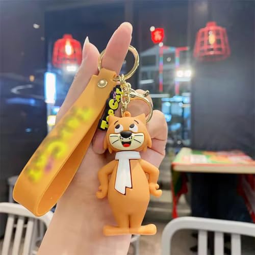 Penny Wise® Stylish Cute 3D Cartoon Keychain | Durable Metal Key Ring for Car, Bike & Home Keys | Hand Strap & Bag Charm | Lightweight & Everyday Use, 1 pc. (Top Cat - Light Brown)