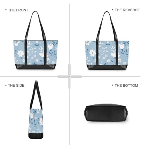 Old Style Pastel Floral Baby Blue Waterproof bags for laptops for women with zipper work purses for Travel Gym Vacation with bolsas para computadoras de mujer3