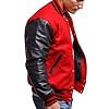 Men's Varsity Jacket Real Leather Sleevs & Wool College Jacket Baseball Bomber Coat (UK, Alpha, 4XL, Regular, Regular, Red & Black) #3