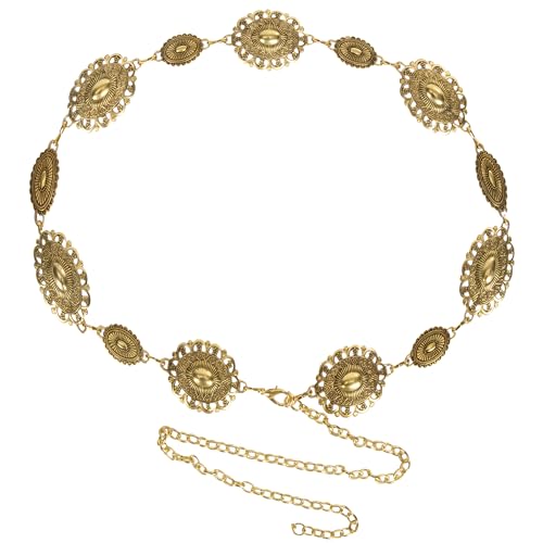 Women Western Boho Chain Belts Western Country Metal Belt Adjustable for Dresses Jeans Country Concert Outfit