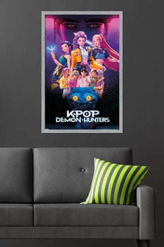 Image of Netflix KPop Demon Hunters (2025) - Group Wall Poster, 34L inch x 22.4W inch, Gray Framed Version