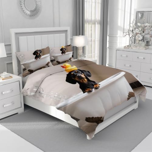Housse de couette 90x190 sans repassage, parure microfibre lavable en machine - 5