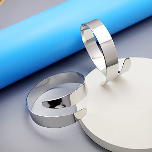 RechicGu 2 Pieces Greek Upper Arm Bracelet Cuff Band Metal Adjustable Gypsy Bohemian Armband Bangle Jewelry Set Armlet Belly Dancer Costume Wedding Silver3