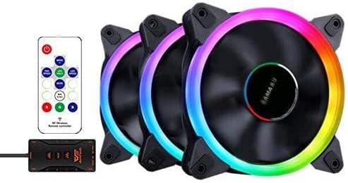 3 Pack Computer Case PC Fans RGB PWM LED Case Fan Adjustable Color Quiet High Airflow CPU Cooling Fans and Radiator Silent Intelligent Control (120mm/140mm/200mm) (140mm)