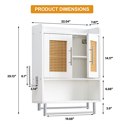 Suntage Bathroom Wall Cabinet, Over Toilet Storage Cabinet W/2 Towel Bar, Paper Roll Holder & Adjustable Shelf In 9 Combinations, Medicine Cabinets Ideal For Bathroom, Please Note (Random Color) #TOP1