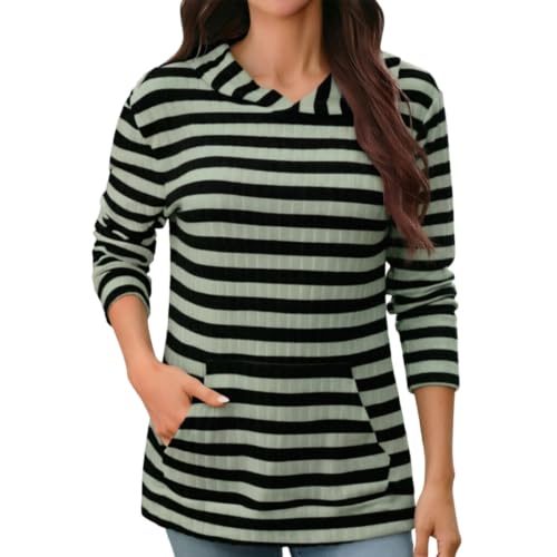 Sudadera con capucha y cuello en V para mujer jersey de punto ideal para paseos de otoño