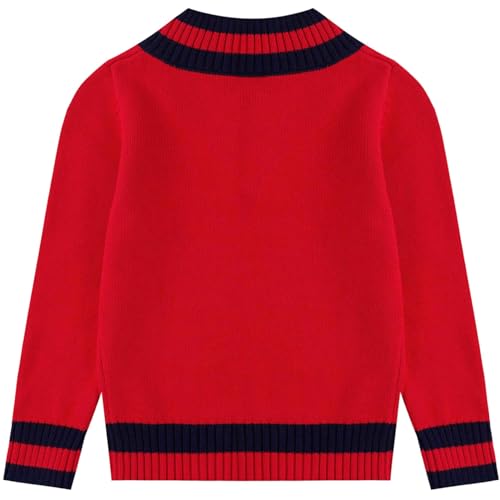 Boys Girls V-Neck School Uniform Sweater Top Casual Striped Long Sleeve Warm Pullover Kids Knitwear2