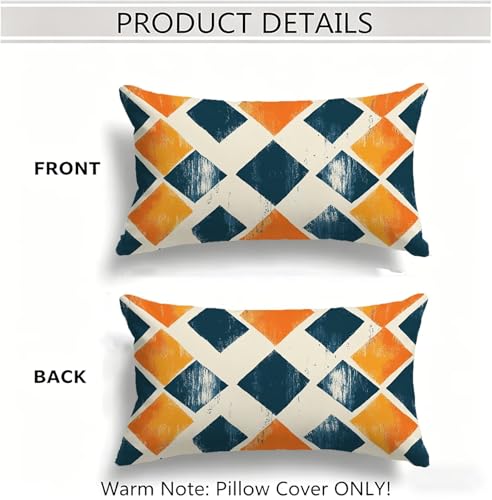 Housse de coussin extérieur imperméable 60x80 lin géométrique pour canapé lit - 5
