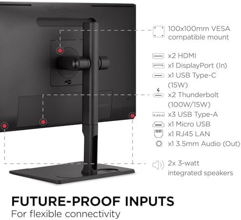 ViewSonic VP2776T-4K 27 Inch 4K ColorPro Monitor, IPS Display with 100% sRGB and Pantone Validated for MacBook Pro Mac Studio Desktop Setups, Advanced Ergonomics, Thunderbolt 4, and HDMI 2.1 Inputs — view 5