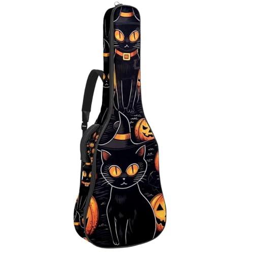 Sac guitare Halloween chat citrouille avec poches de rangement pour accessoires