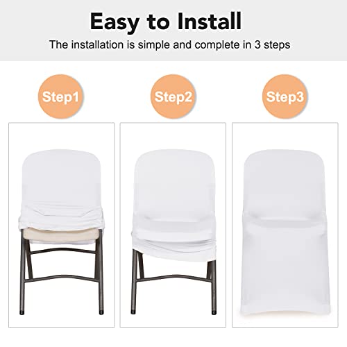 Obstal 20Pcs White Chair Covers For Party Folding Chair - Universal Fitted Chair Slipcovers Protector For Wedding, Banquet, Holiday, Celebration (White, 20 Packs) #TOP5