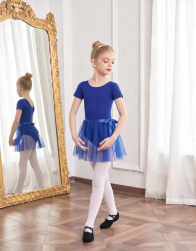 Image of Zaclotre Girls Gymnastics Leotards Crisscross Back Ballet Dance Outfits | Team Basic Leotard,Classic Short Sleeve,Hollow Back,High Stretch,Perfect Fit,Soft Cotton,Breathable,Ballerina Costume
