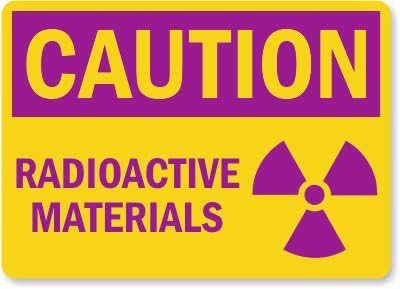 Caution: Radioactive Materials (with graphic), Adhesive Signs and Labels, 10" x 7"
