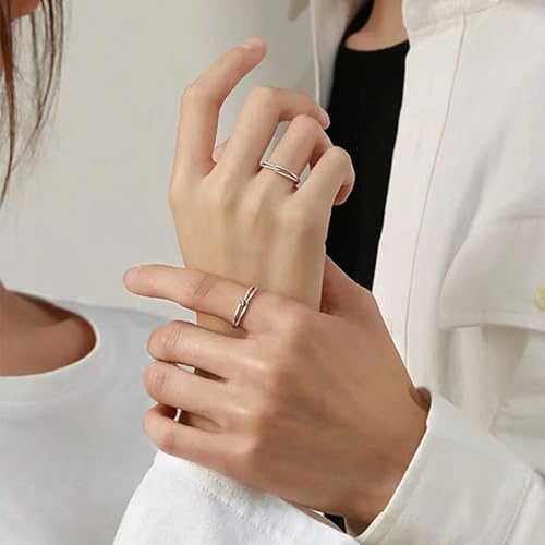 Bague fiançailles argent sterling 925 couple nœud réglable