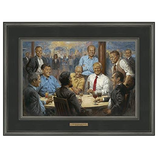The Republican Club by Andy Thomas | 12x18 Framed | President Donald Trump and Republican Presidents Canvas Print Picture Wall Art for Living Room Bedroom Office Decor (BK109)