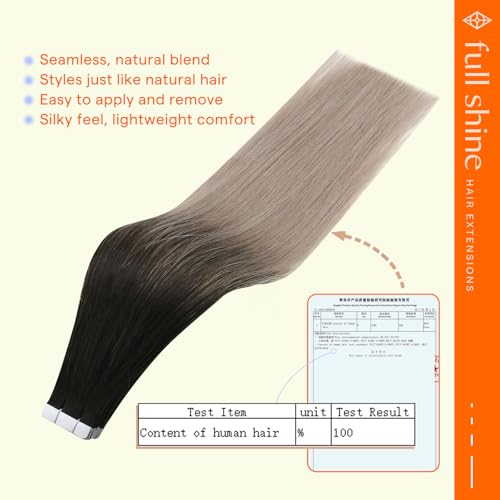 Image of Full Shine Human Hair Extensions Tape In, 16 Inch Natural Black to Blonde | 50g 20 PCS, Human Hair Extensions Tape In, Remy Human Hair, Flat Design, Natural Coverage, Layered Finish, Modern Styling