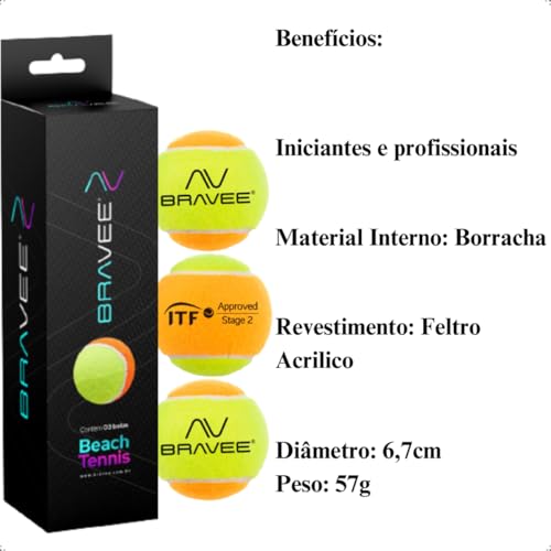 Bolinha beach Tennis Oficial Bravee - KIT 03