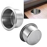 2Pcs Stainless Steel Drop-in Cup Drink Holder Silver Game Table Cup Holder Insert Cinema Sofa Drop-in Drink Cup Holder for Sofa, Boats, Bench, Desk, RV Cars (OD 4.2' ID 3.3')