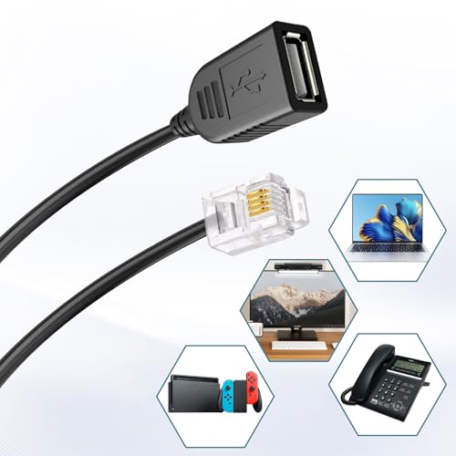 Adaptador RJ11 a USB PLEASANTLY 30cm miniatura 6