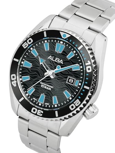 ALBA Stainless Steel Men Analog Wristwatch As9R71X1, Black Dial, Silver Band - Image 2