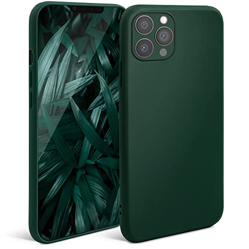 Moozy Minimalist Series Funda Silicona para iPhone 13 Pro, Verde Oscuro con Acabado Mate, Cover Carcasa de TPU Suave y Fina Cubierta del Teléfono Móvil